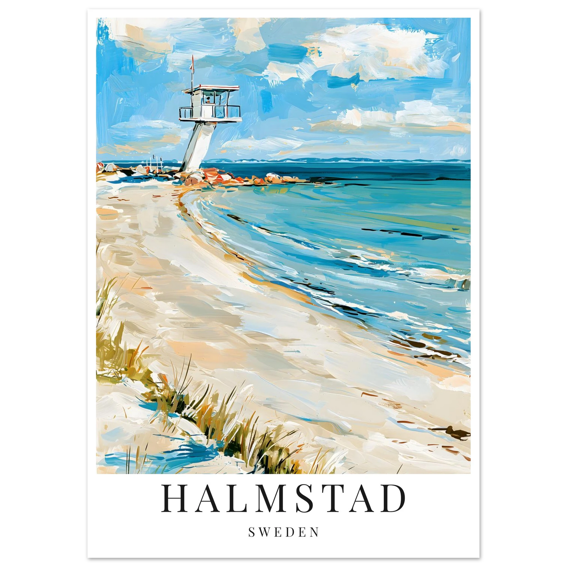 Gouache-inspirerat motiv på tylösand i halmstad