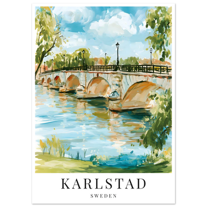 Gouache-inspirerad poster på stenbron i karlstad