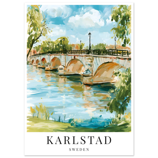 Gouache-inspirerad poster på stenbron i karlstad
