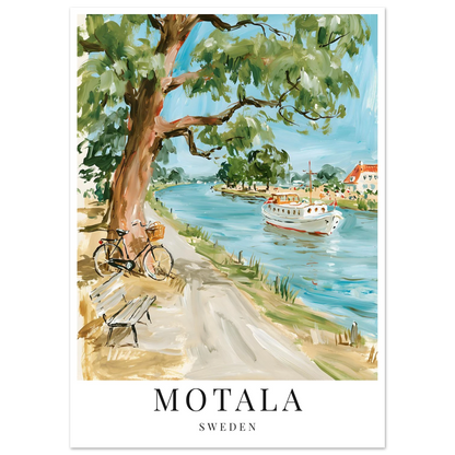 Gouache inspirerad poster på göta kanal i Motala