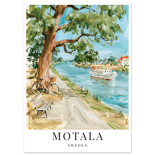 Gouache inspirerad poster på göta kanal i Motala