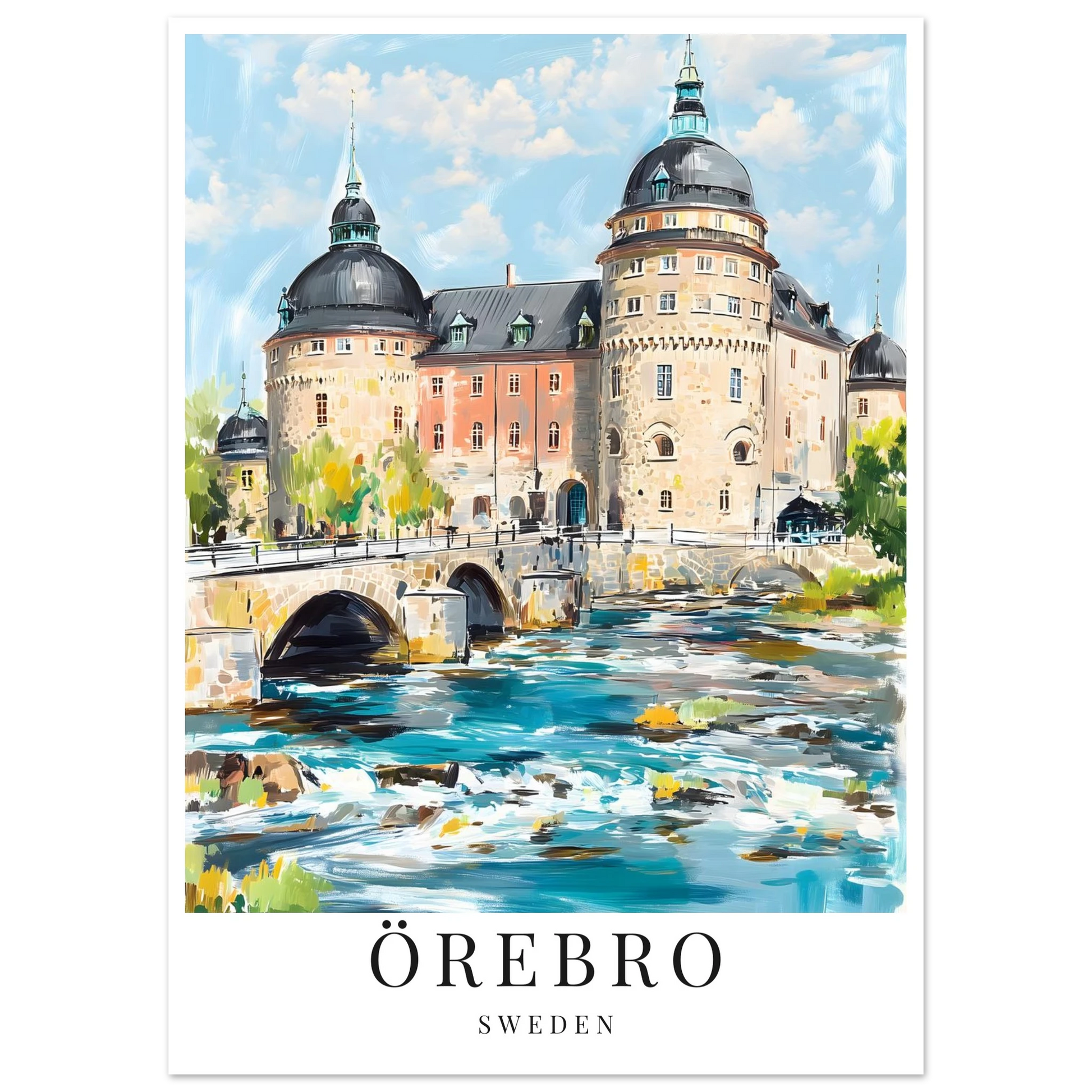 Gouache-inspirerad motiv på örebro slott