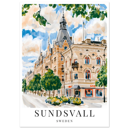 gouace-inspirerad poster på stenstaden i sundsvall.