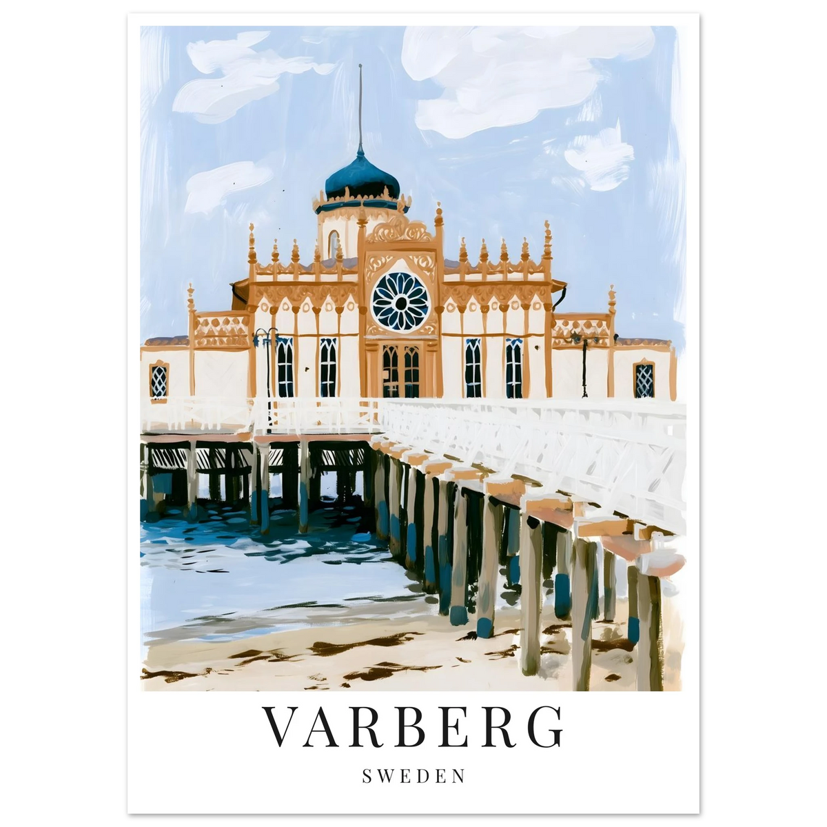 Gouache-inspirerad poster på kallbadhuset i Varberg