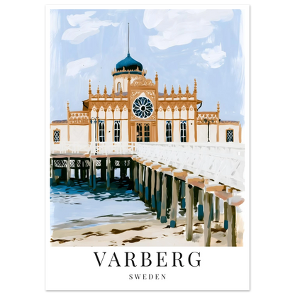 Gouache-inspirerad poster på kallbadhuset i Varberg