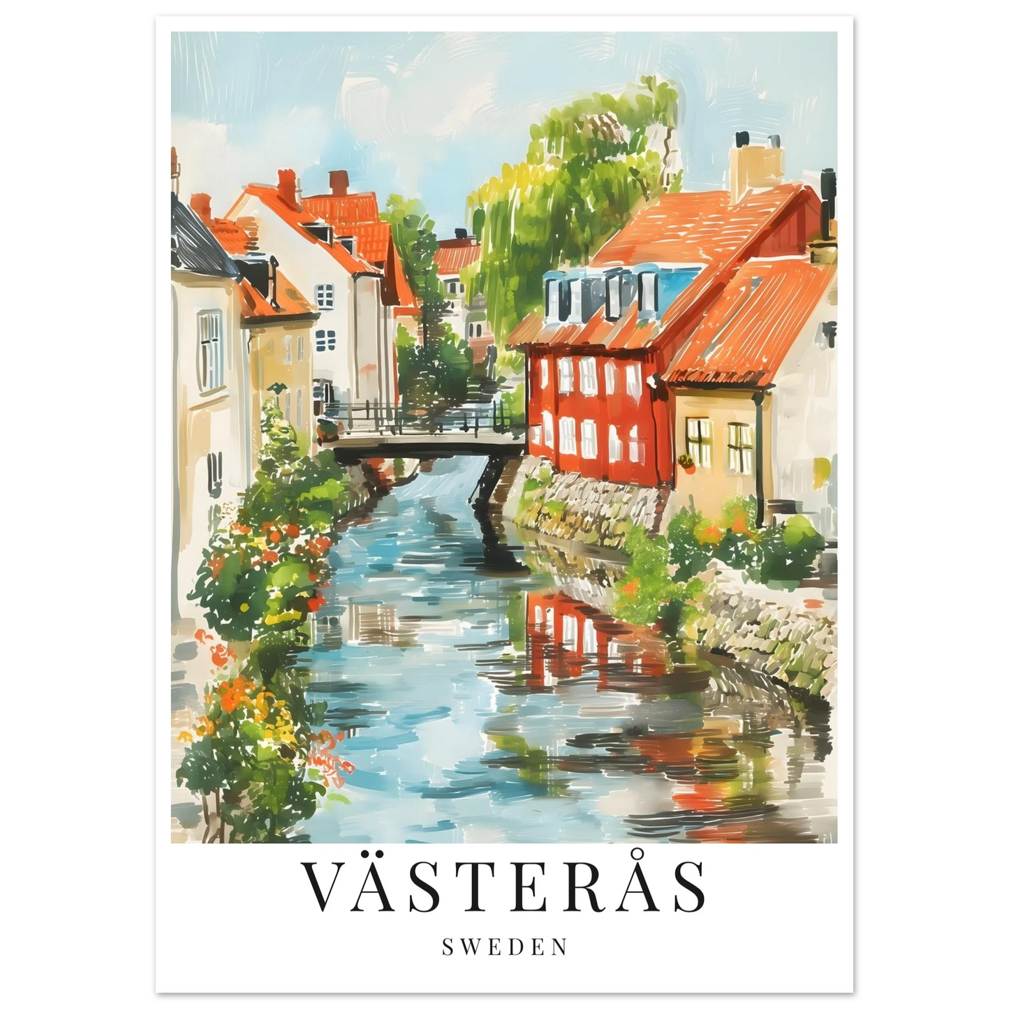 Gouache inspirerad poster på västerås svartån