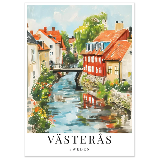 Gouache inspirerad poster på västerås svartån